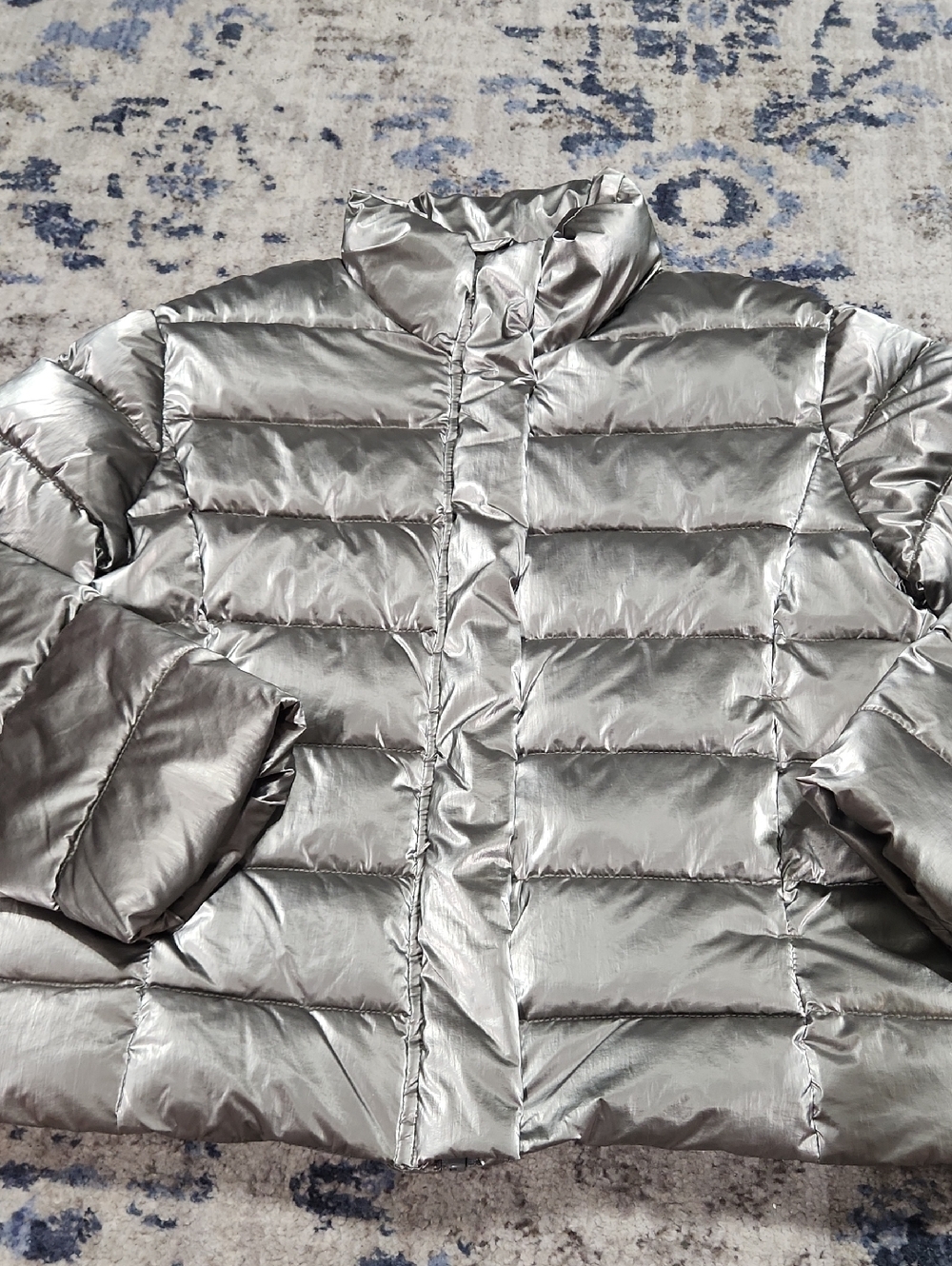 💘 Zara Kids Metallic Silver Puffer Jacket